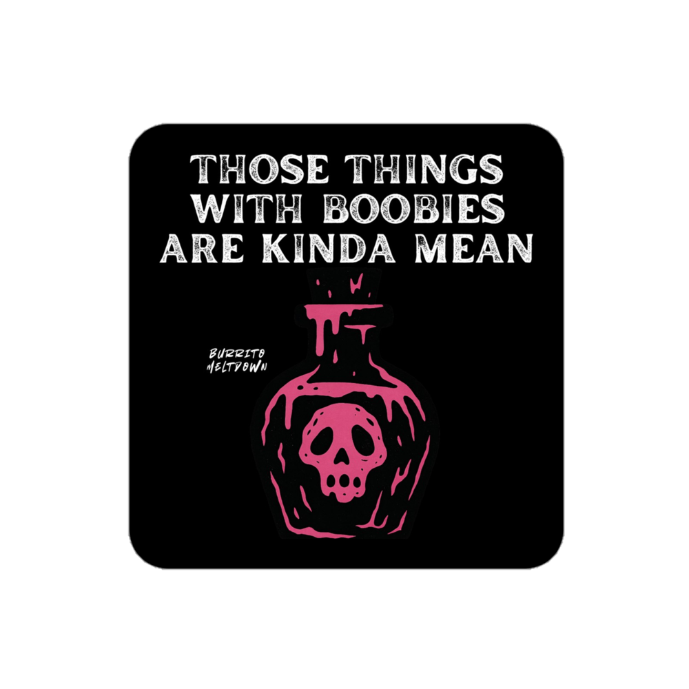 Kinda Mean Boobie Things – Poison Bottle Sticker mockup