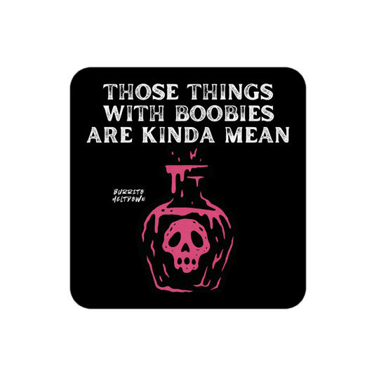Kinda Mean Boobie Things – Poison Bottle Sticker mockup