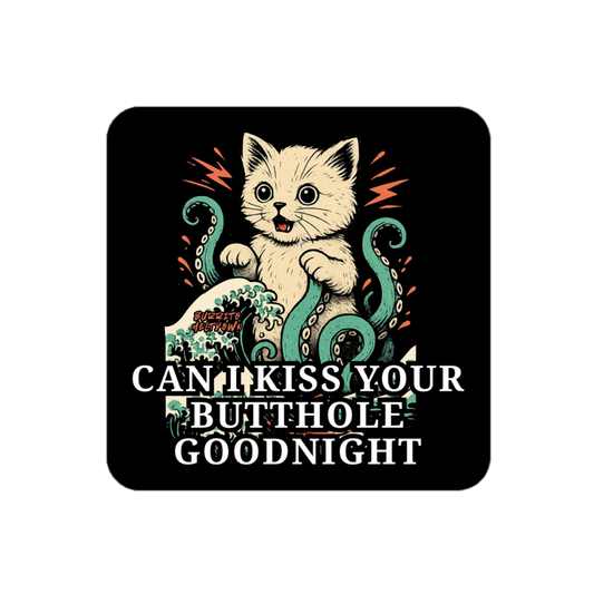 Kiss It Goodnight – Kraken Kitten Sticker mockup