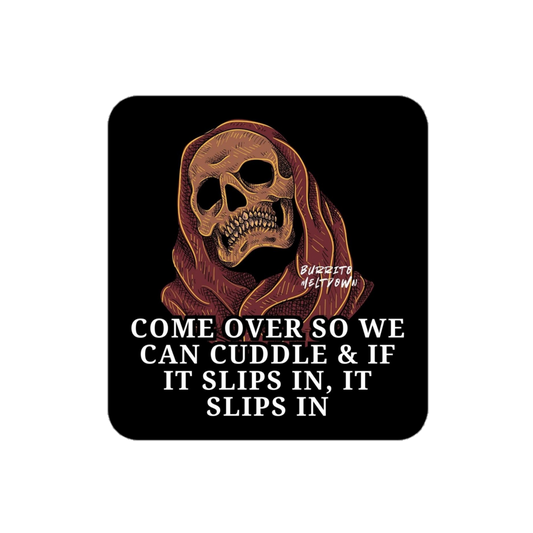 Let's Cuddle – Grim Reaper Sticker mockup
