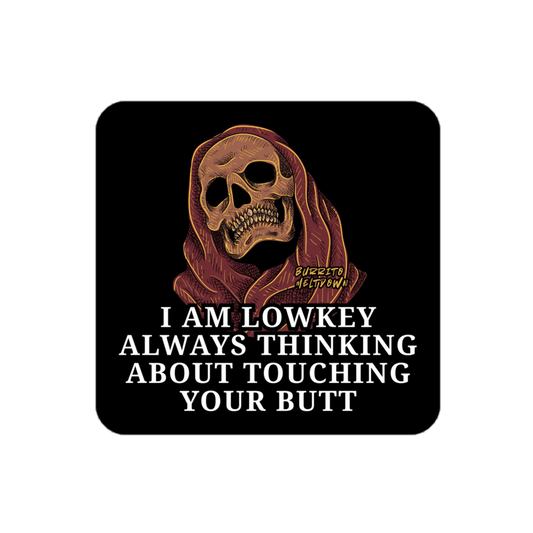 Low Key Butt Thinking – Skull Sticker mockup