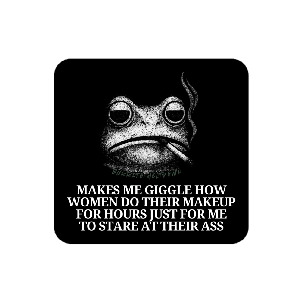 Makes Me Giggle – Smoking Frog Sticker mockup