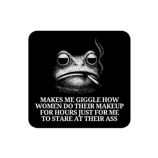 Makes Me Giggle – Smoking Frog Sticker mockup