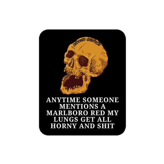Marlboro Red Makes My Lungs Horny – Skull Sticker mockup
