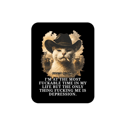 Most Desirable Time Of My Life – Cowboy Cat Sticker mockup