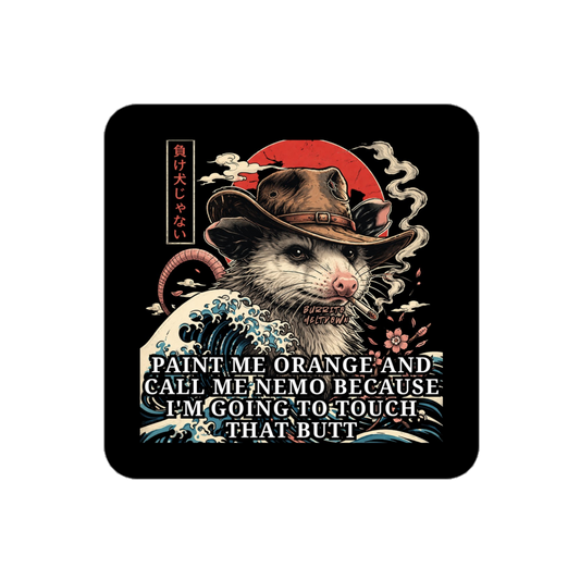 Paint Me Orange Call Me Nemo – Cowboy Possum Sticker mockup