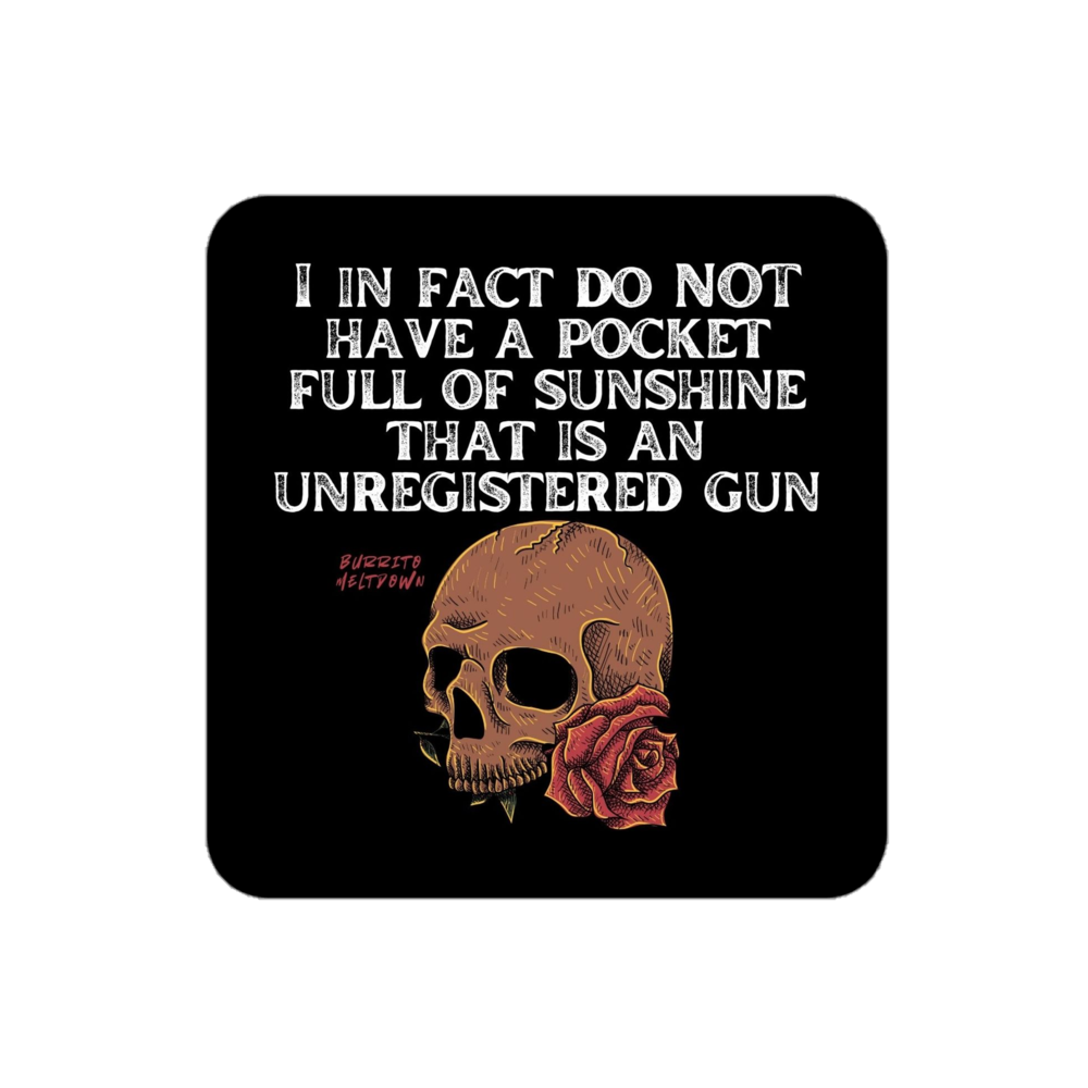 Pocket Full of Sunshine – Skull and Rose Sticker mockup