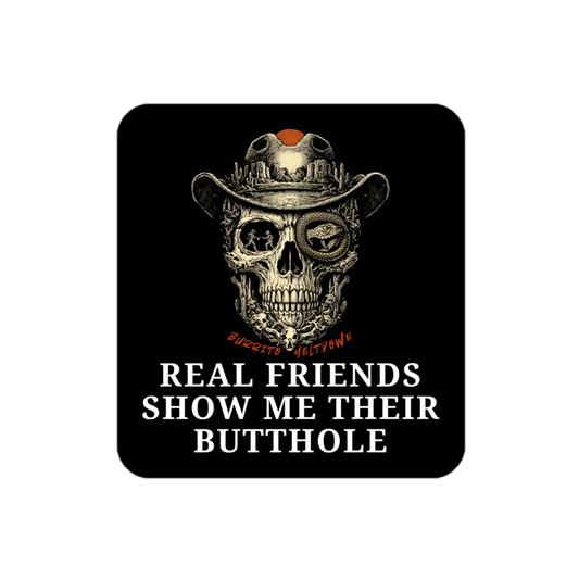 Real Friends Show Me Their Butthole – Skull Cowboy Sticker mockup