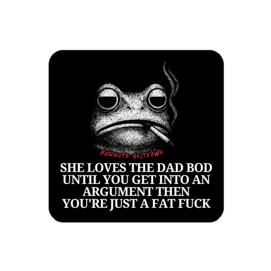She Loves The Dad Bod – Smoking Frog Sticker mockup