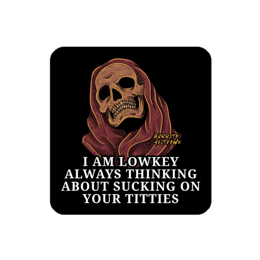 Suck On Your Titties – Skull Sticker mockup