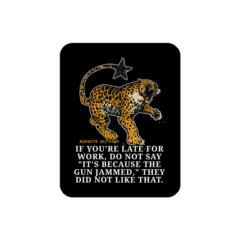 The Gun Jammed – Leopard Sticker mockup