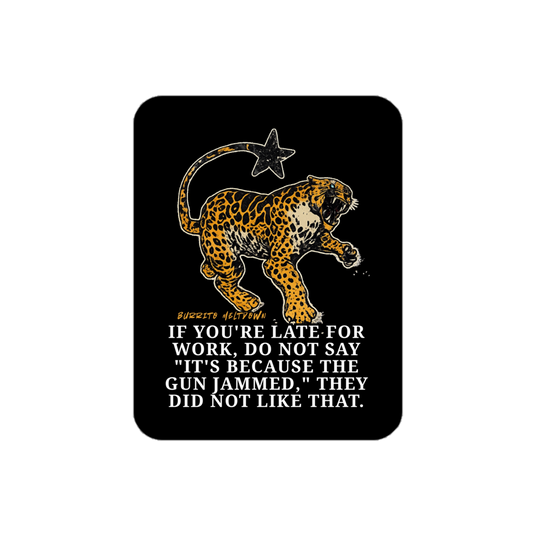 The Gun Jammed – Leopard Sticker mockup