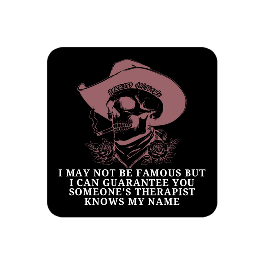 Therapist Knows My Name – Skull Cowboy Sticker mockup