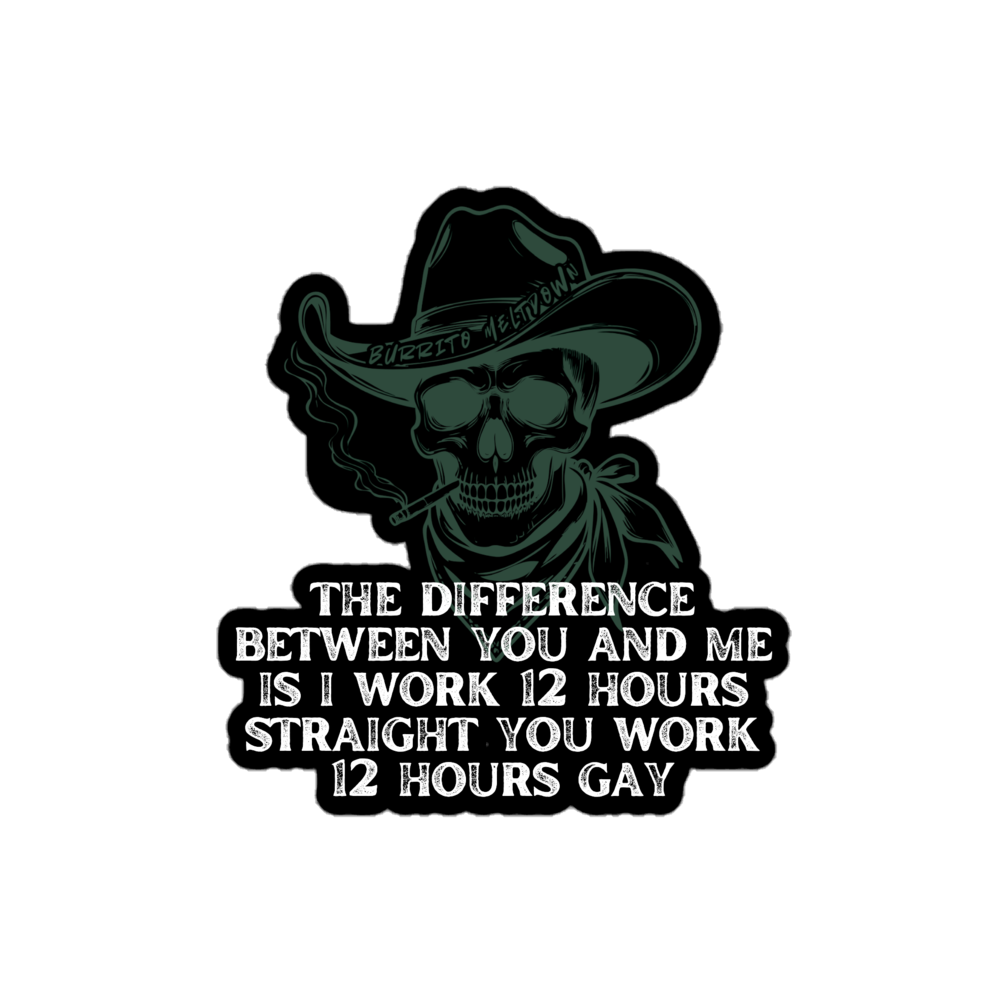 12 Hours Straight – Cowboy Skull Sticker Mockup