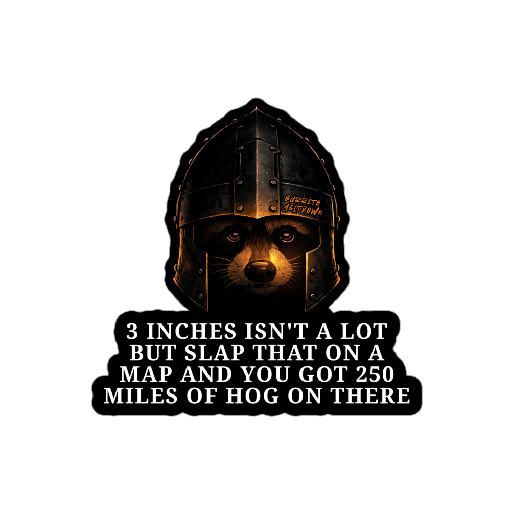 3 Inches of Hog – Knight Raccoon Sticker Mockup