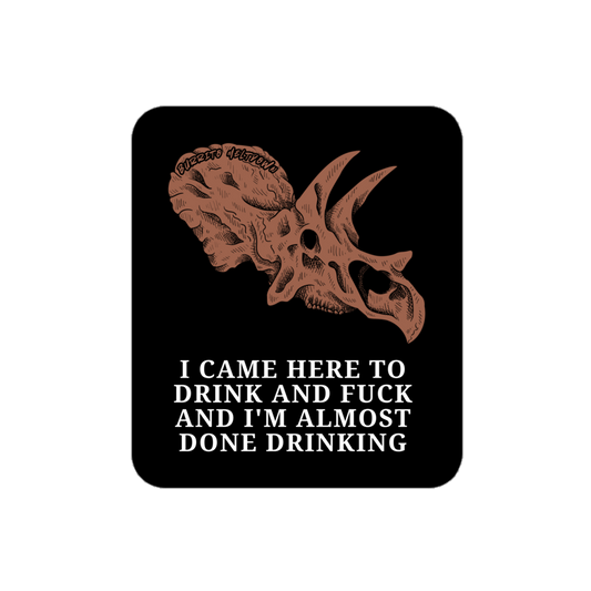 Almost Done Drinking – Triceratops Skull Sticker Mockup