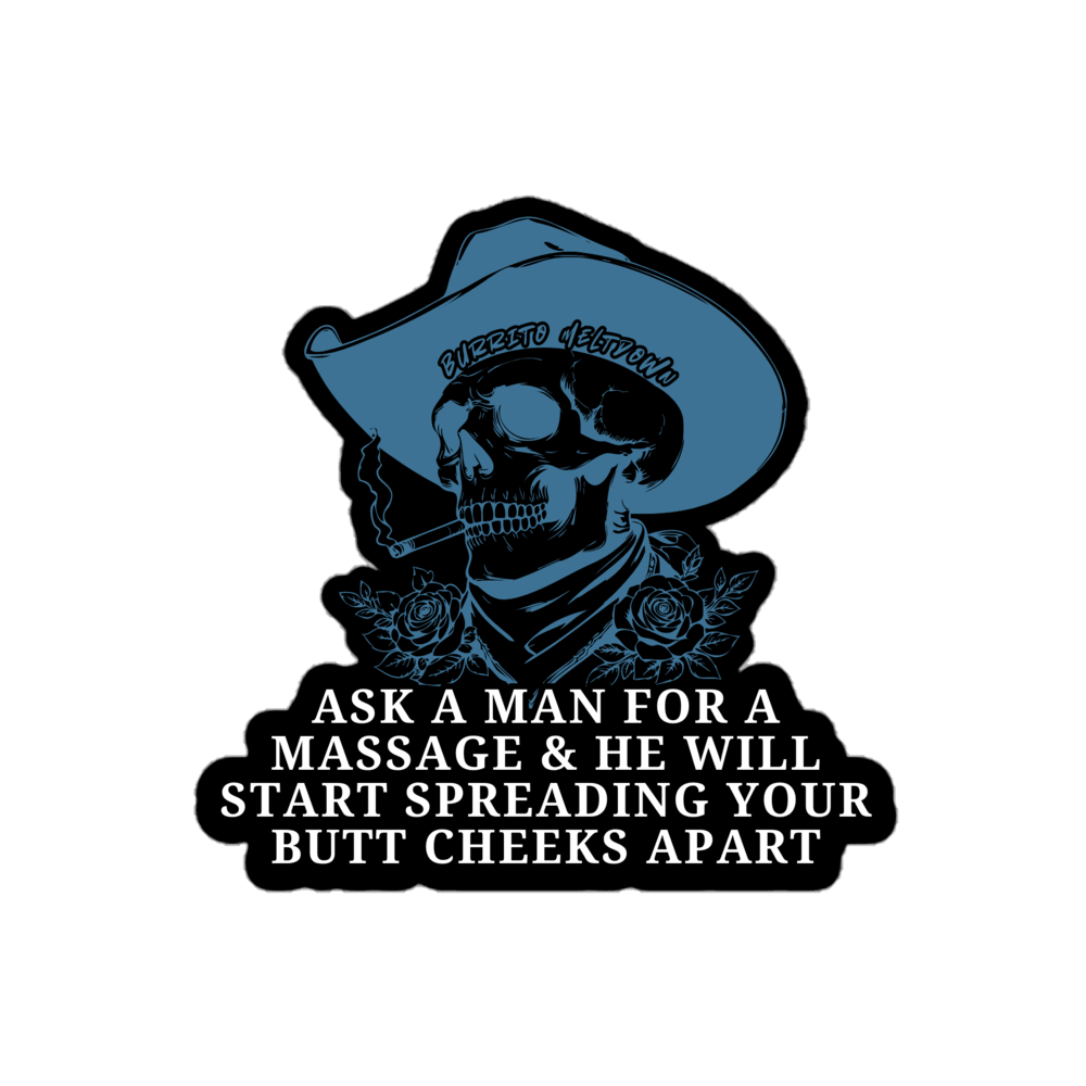 Ask A Man For A Massage – Cowboy Sticker Mockup