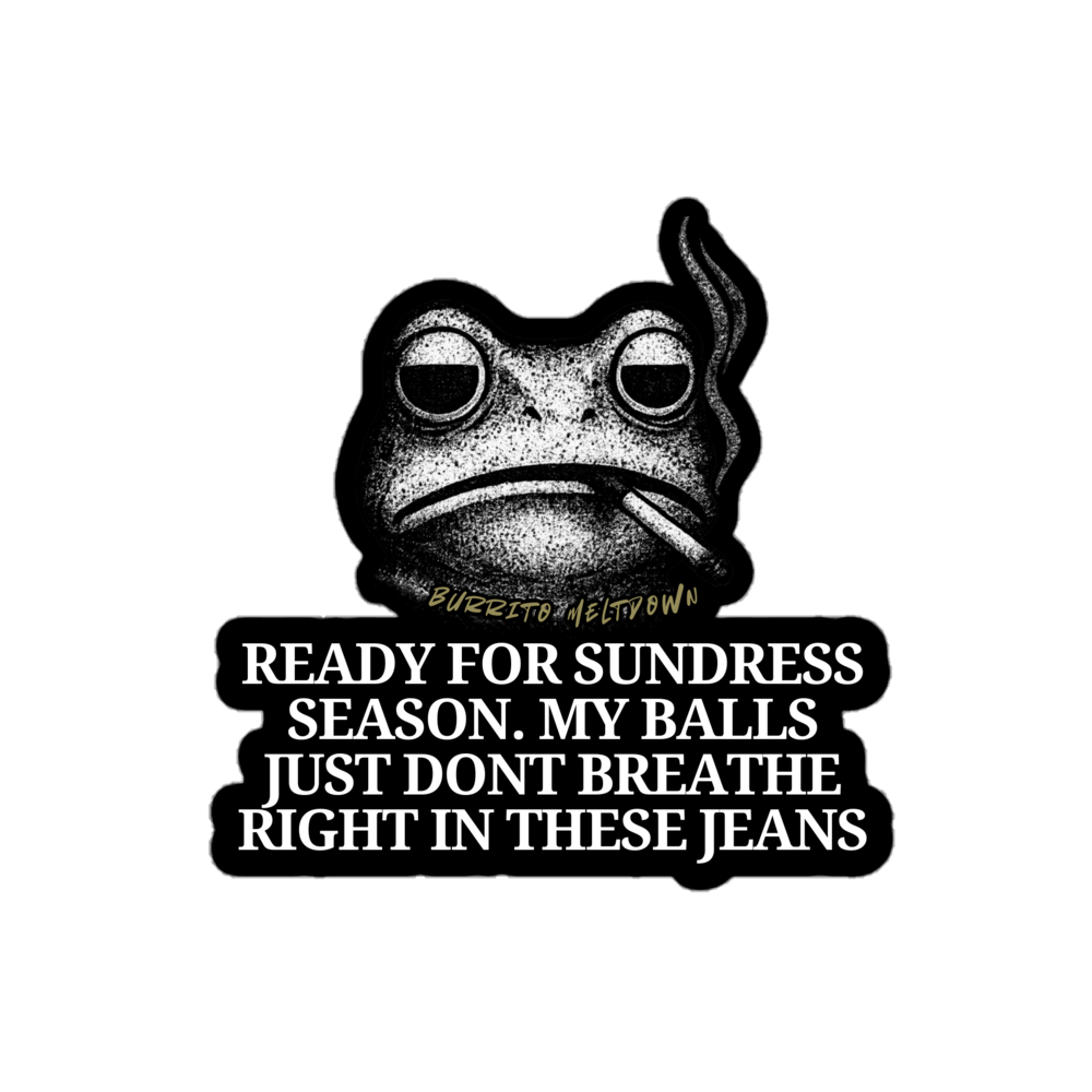 Ball To Hot In These Jeans – Smoking Frog Sticker Mockup