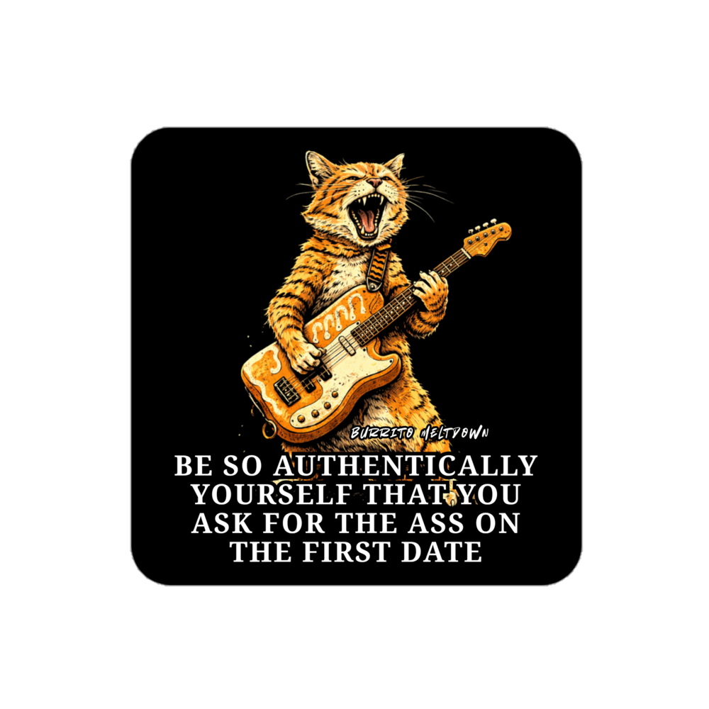 Be So Authentically Yourself – Guitar Cat Sticker Mockup