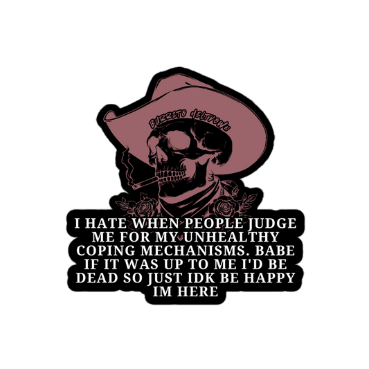 Be Happy I am Here – Cowboy Sticker Mockup