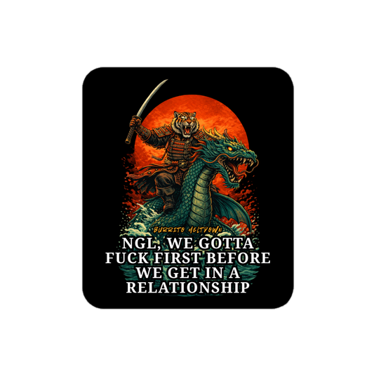 Before We Get In A Relationship – Samurai Tiger Sticker Mockup