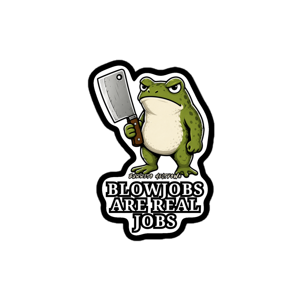 Blowjobs Are Real Jobs – Cleaver Frog Sticker Mockup