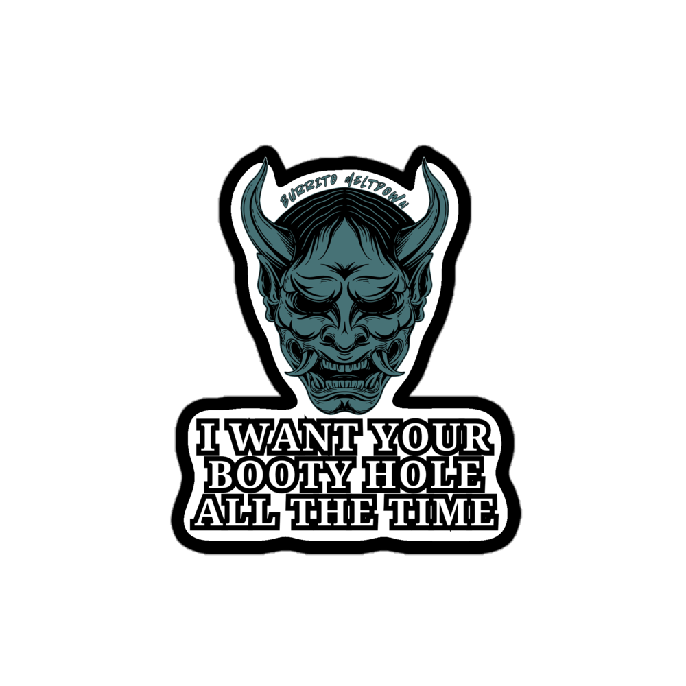 Booty Hole All The Time – Hannya Mask Sticker Mockup