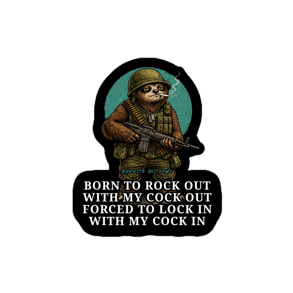 Born To Rock Out – Combat Sloth Sticker Mockup