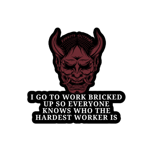 Bricked Up Hardest Worker – Demon Mask Sticker Mockup