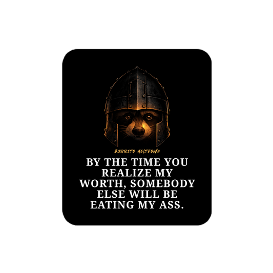 By The Time You Realize My Worth – Knight Raccoon Sticker Mockup