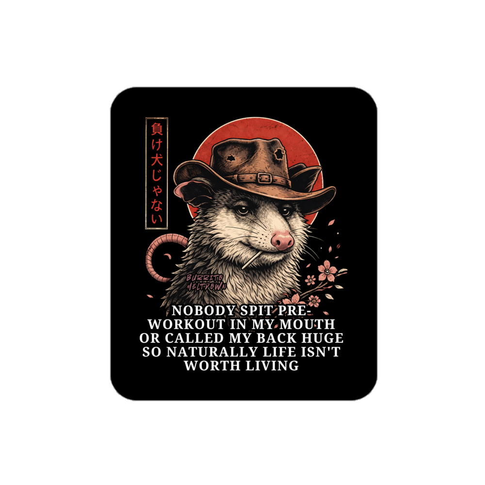 Called My Back Huge – Cowboy Possum Sticker Mockup