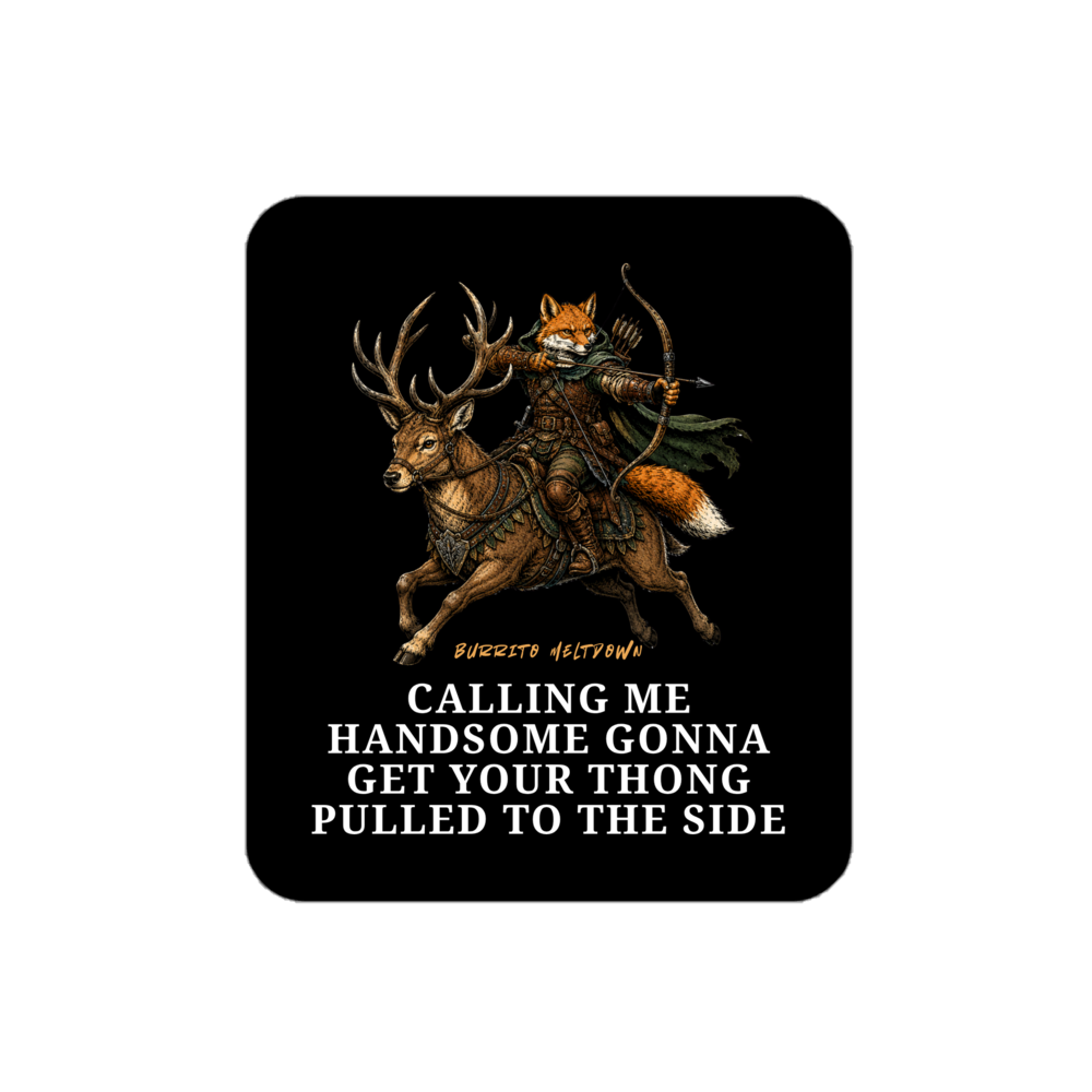 Calling Me Handsome – Fox Archer Sticker Mockup