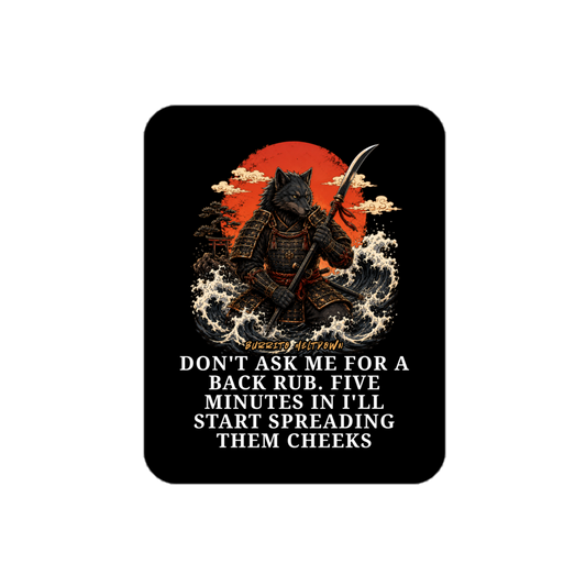 Don't Ask Me For A Back Rub – Samurai Wolf Sticker Mockup
