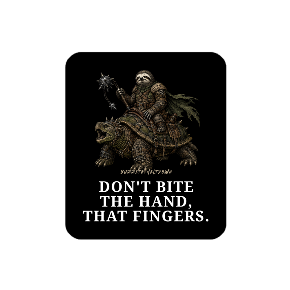 Don't Bite The Hand – Sloth Knight Sticker Mockup