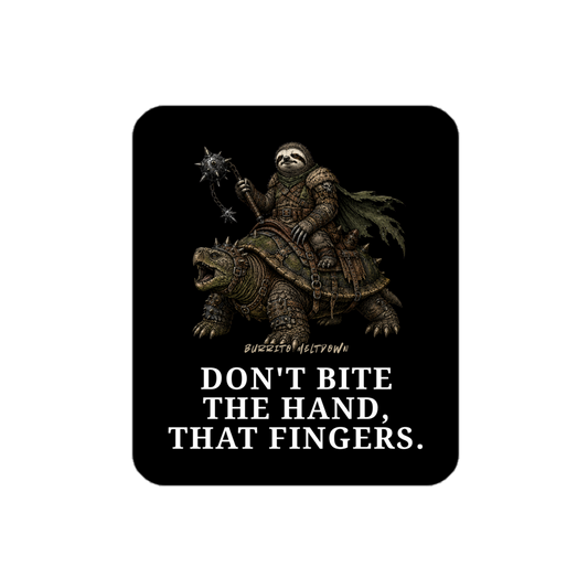 Don't Bite The Hand – Sloth Knight Sticker Mockup