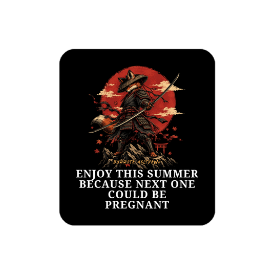 Enjoy This Summer – Samurai Fox Sticker Mockup