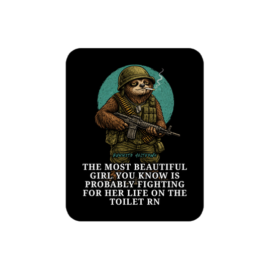 Fighting For Her Life On The Toilet – Soldier Sloth Sticker Mockup
