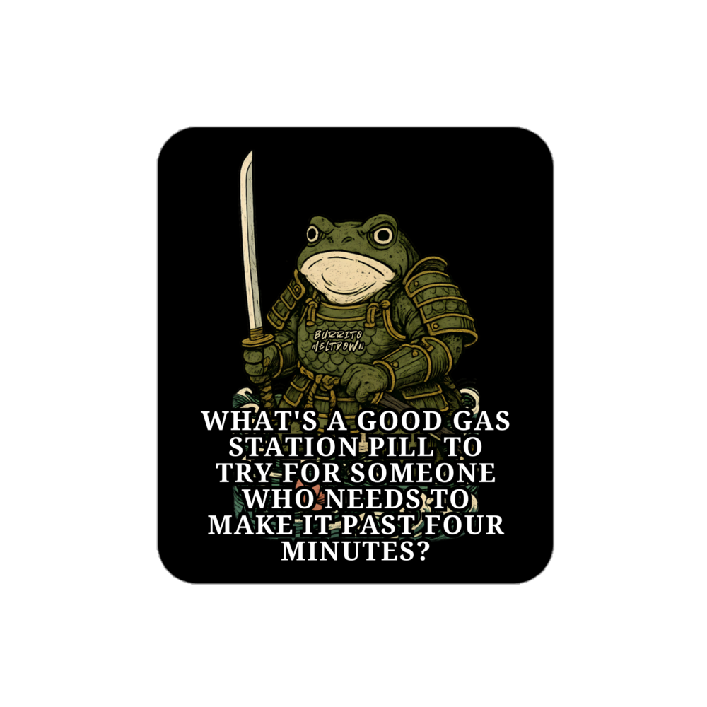 Gas Station Pill Advice – Samurai Frog Sticker Mockup