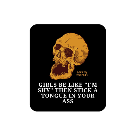 Girls Be Like I'm Shy – Golden Skull Sticker Mockup