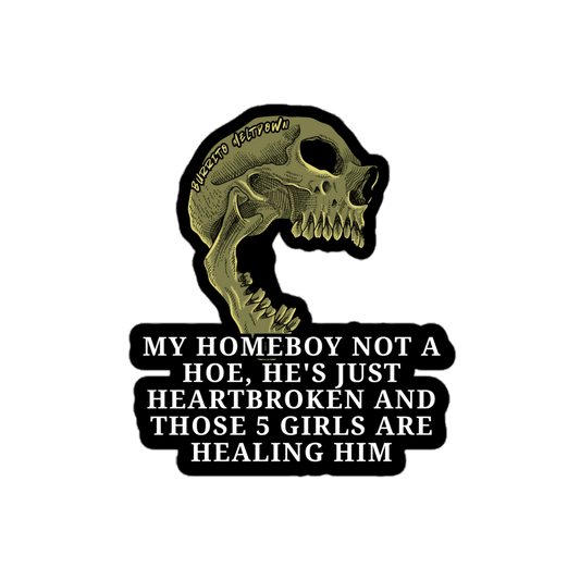 Homeboy Not a Hoe – Screaming Skull Sticker Mockup