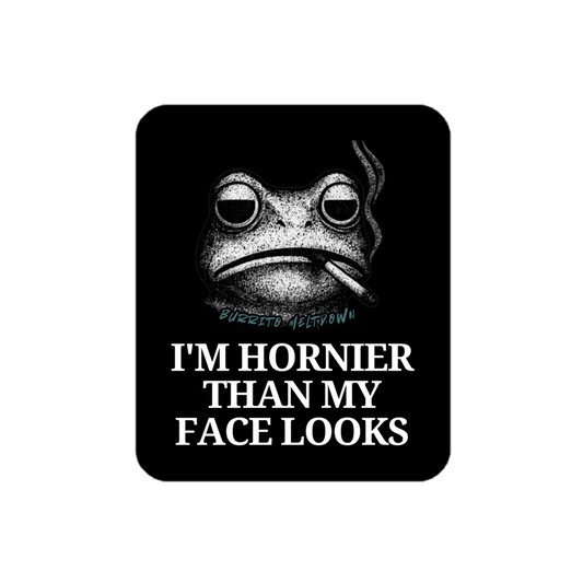 Hornier Than My Face Looks – Frog Sticker Mockup