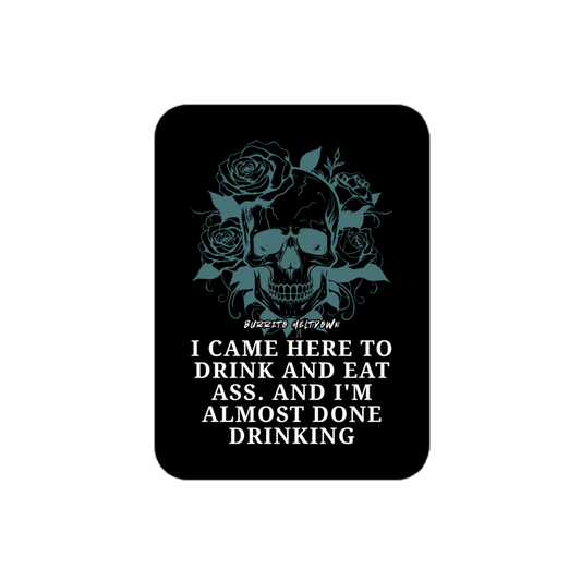 I Came Here To Drink – Rose Skull Sticker Mockup