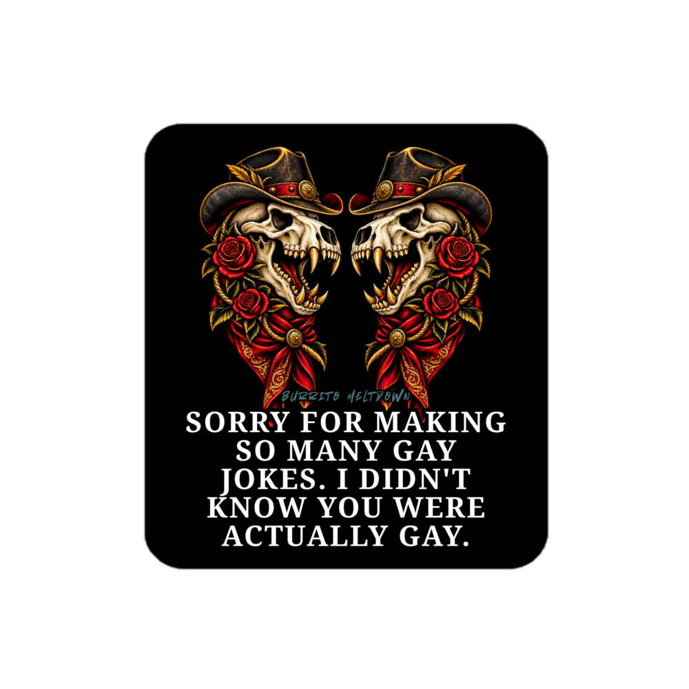 I Didn't Know You Were Actually Gay - Twin Skull Cowboys Sticker Mockup