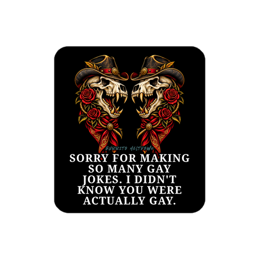 I Didn't Know You Were Actually Gay - Twin Skull Cowboys Sticker Mockup