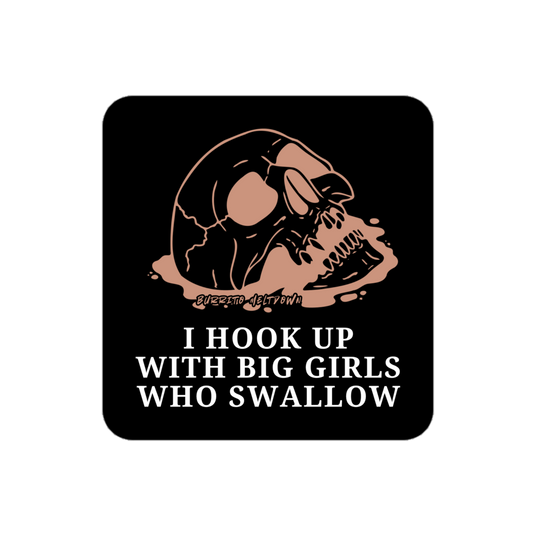 I Hook Up With Big Girls – Screaming Skull Sticker Mockup