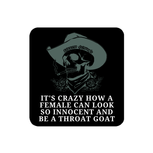 Innocent Until She Isn't – Cowboy Skull Sticker Mockup