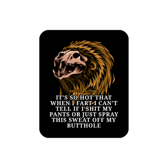 It's So Hot Out Here – Lion Skull Sticker Mockup
