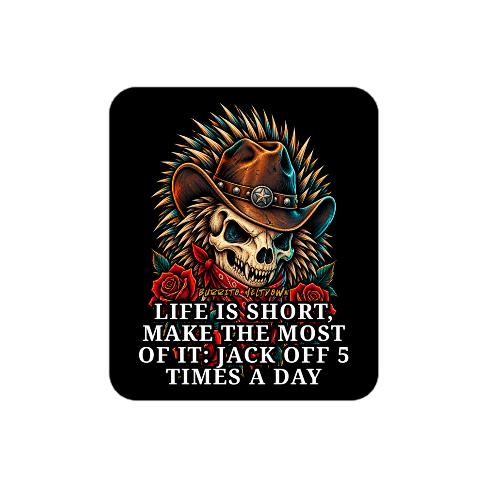 Jack Off 5 Times A Day – Cowboy Mohawk Skull Sticker Mockup