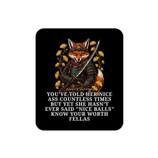 Know Your Worth Fellas – Samurai Fox Sticker Mockup
