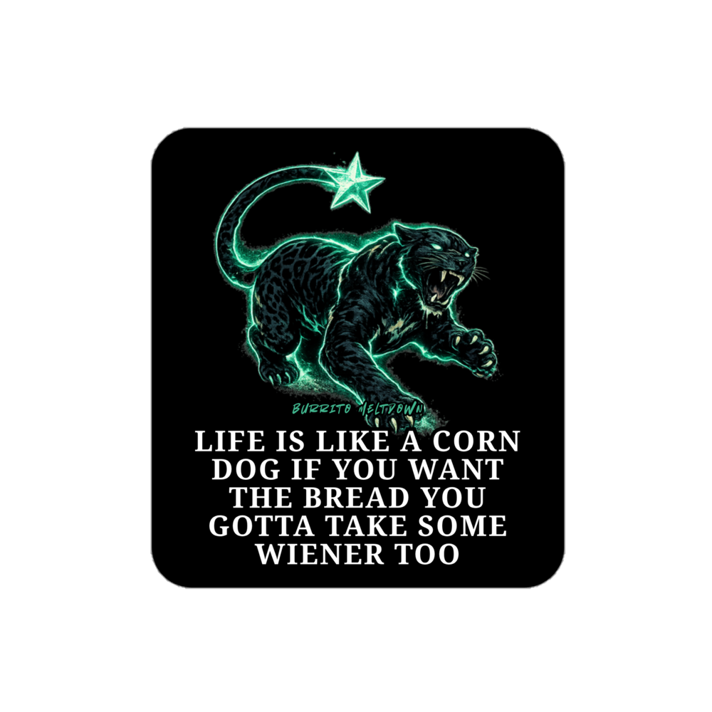 Life Is Like A Corn Dog – Neon Big Cats Sticker Mockup